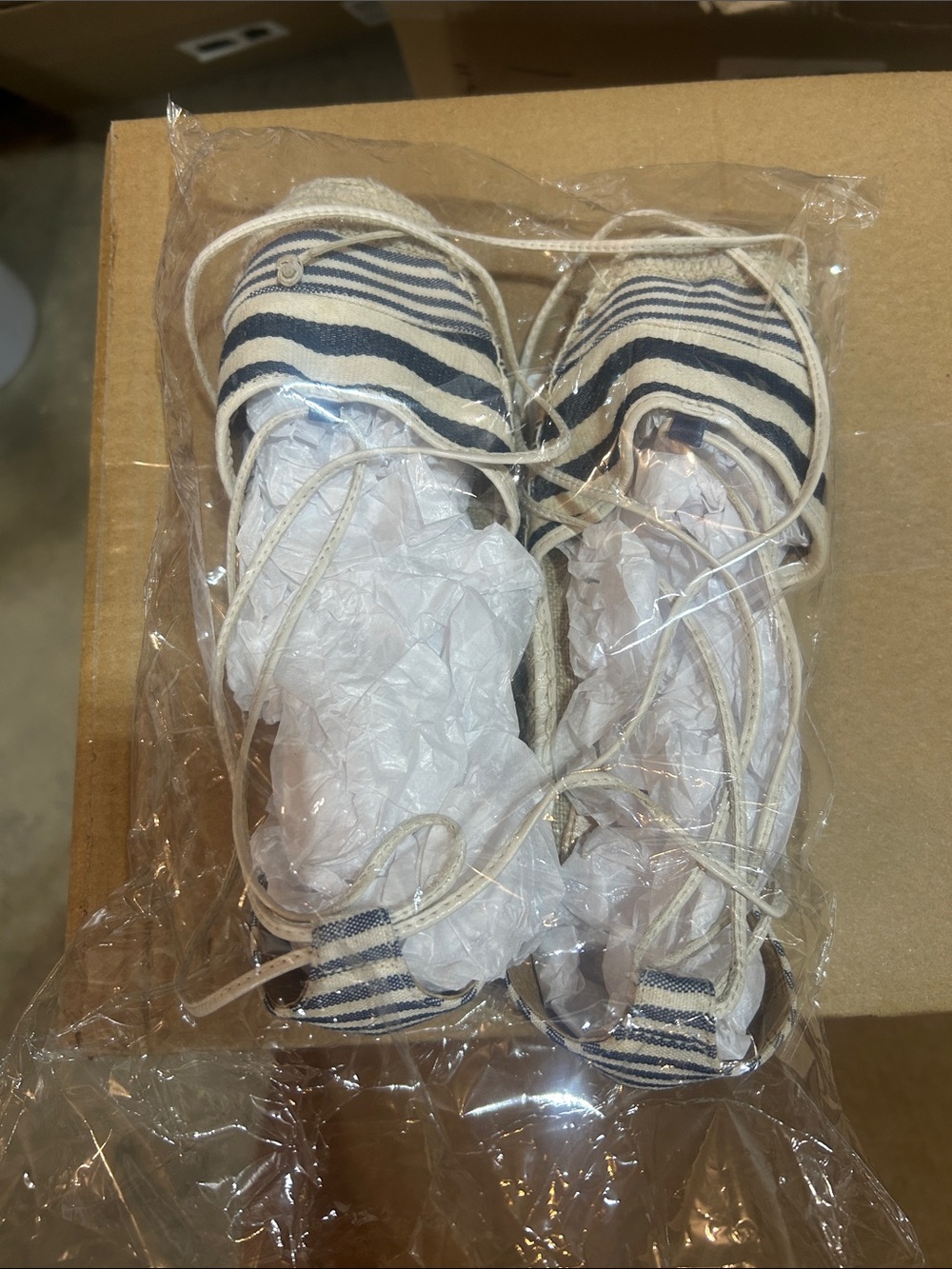 Anthropologie Striped Espadrille Flats with wraparound size 7